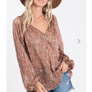 Boho Paisley Floral Top L NEW